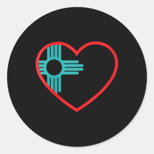 Pegatina Redonda Mujeres Me encanta el corazón de Nuevo México Símb