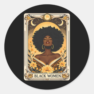 Pegatina Redonda Mujeres Negras Afro Cabello Mes de la Historia Neg