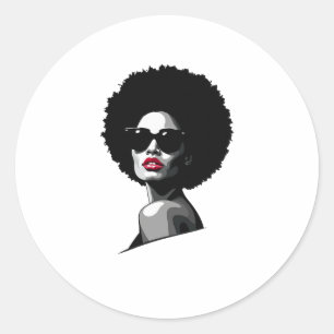 Pegatina Redonda Mujeres negras enfrentan afro-norteamericano incip