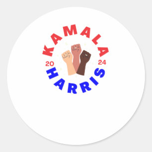 Pegatina Redonda Mujeres Negras Por Kamala Harris Voto Azul 2024 - 