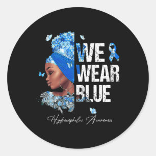 Pegatina Redonda Mujeres Negras Usamos Hidrófano Azul Conciencia