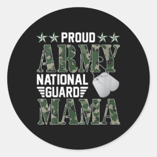 Pegatina Redonda Mujeres Orgullosas Ejército Guardia Nacional Mamá 