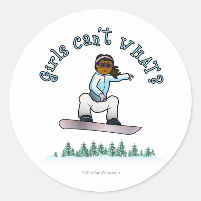Pegatina Redonda Mujeres oscuras Snowboarding (Anverso)