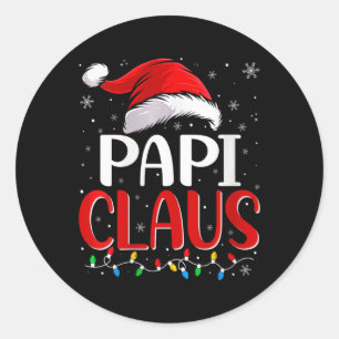 Pegatina Redonda Mujeres Papi Claus Navidades iluminan a familia co