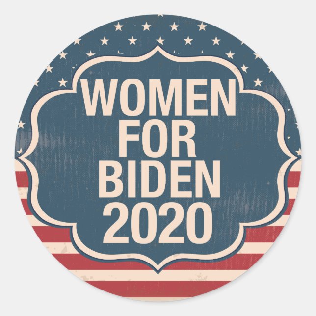 Pegatina Redonda Mujeres para Biden 2020 (Anverso)