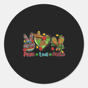 Pegatina Redonda Mujeres Paz Amor Fiesta Corazón Leopardo Cin Mexic