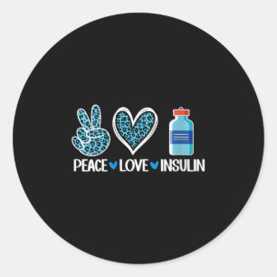 Pegatina Redonda Mujeres Paz Amor Insulina V-cuello