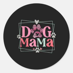 Pegatina Redonda Mujeres Perro Mamá Perro Y Gato Mamá Furmama Día d