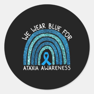 Pegatina Redonda Mujeres Que Usamos Azul Para Concienciación Ataxia