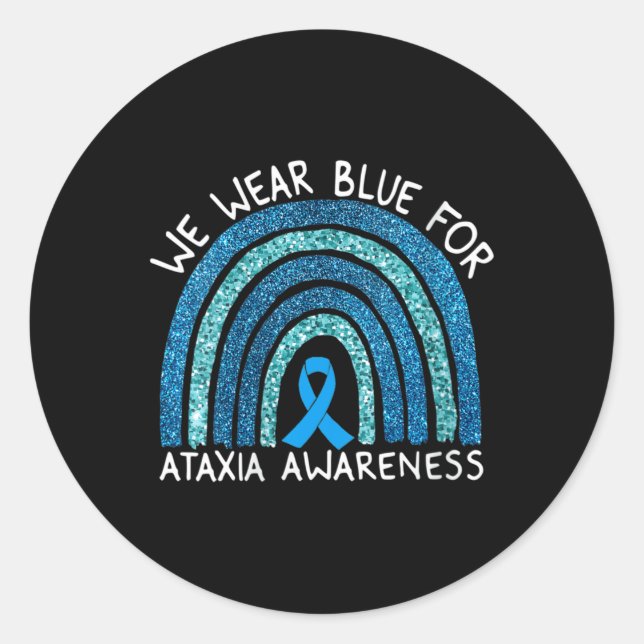 Pegatina Redonda Mujeres Que Usamos Azul Para Concienciación Ataxia (Anverso)