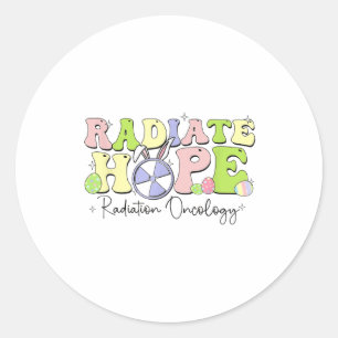 Pegatina Redonda Mujeres Radiación de Pascua Oncología Retro Radiol