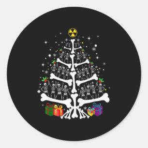 Pegatina Redonda Mujeres Radiología Esqueleto Árbol de Navidad Técn