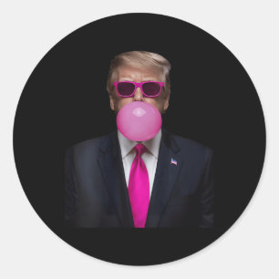 Pegatina Redonda Mujeres Rosa Trump Bubble Gum 2024 Votación Presid