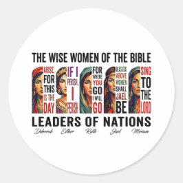 Pegatina Redonda Mujeres Sabias de la Biblia Líderes