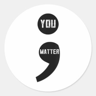 Pegatina Redonda Mujeres Semicolón Concienciación sobre la prevenci