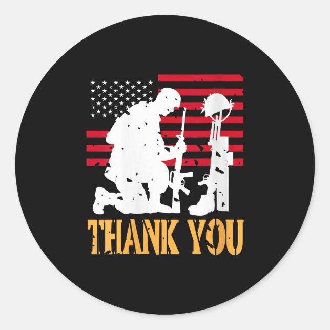 Pegatina Redonda Mujeres soldados patriotas arrodillando crros de c (Anverso)