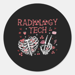 Pegatina Redonda Mujeres Técnica de Radiología de San Valentín Esqu