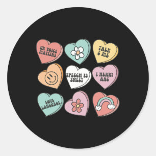 Pegatina Redonda Mujeres Terapia del Habla Retro Día de San Valentí