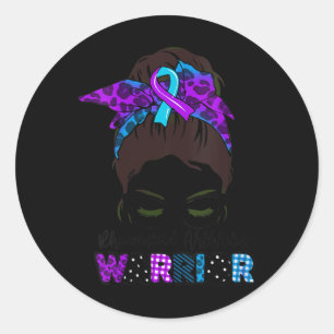Pegatina Redonda Mujeres Tu Messy Bun Ribbon Artritis Reumatoide