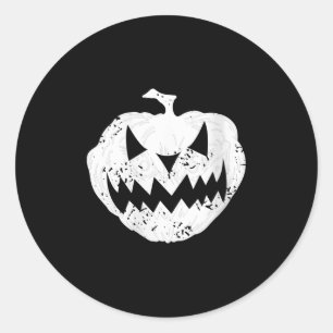 Pegatina Redonda Mujeres Y Calabaza Cara De Malestar Aguja Oscura
