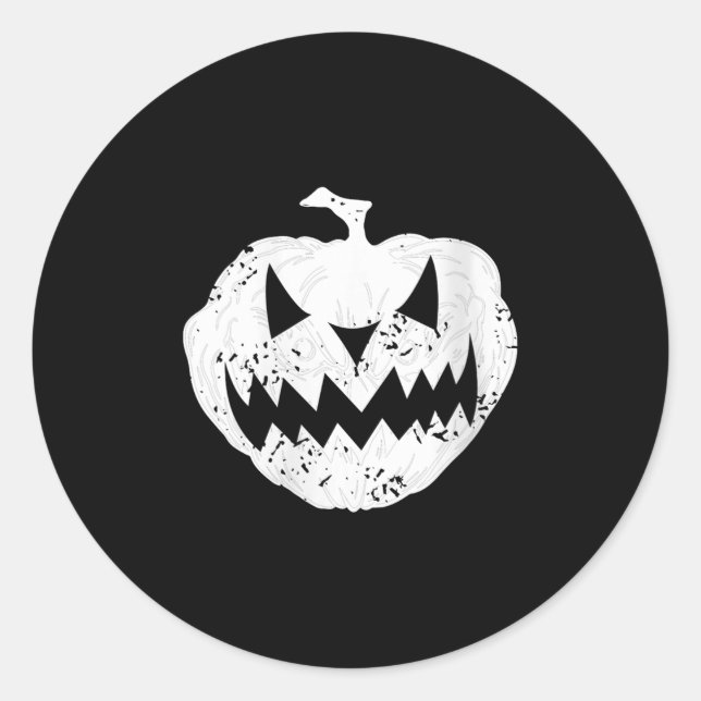 Pegatina Redonda Mujeres Y Calabaza Cara De Malestar Aguja Oscura (Anverso)