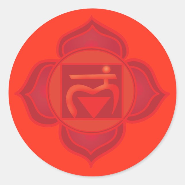 Pegatina Redonda Muladhara chakra Classic Round Pegatina, brillante (Anverso)