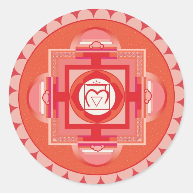 Pegatina Redonda Mūlādhāra Mandala Chakra (Root chakra) (Anverso)
