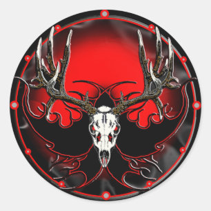Pegatina Redonda Mule deer skull