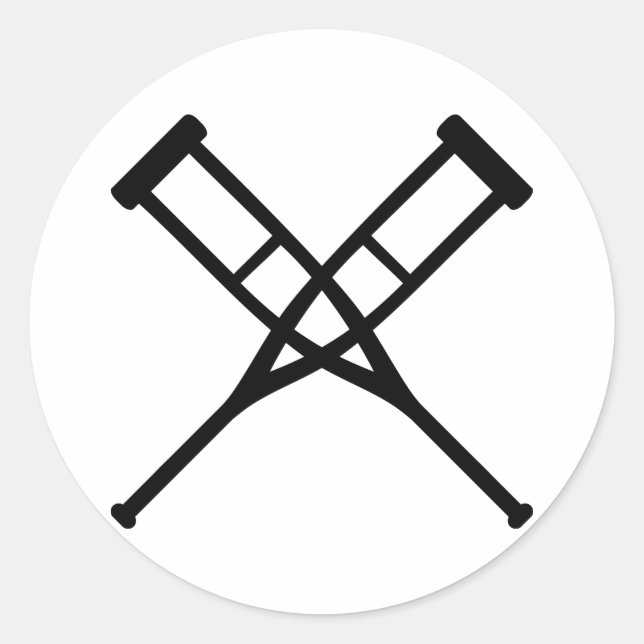 Pegatina Redonda muletas cruzadas (Anverso)