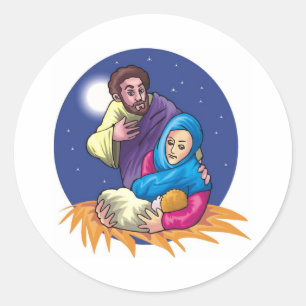 Pegatina Redonda Multas Pacíficas de la Natividad