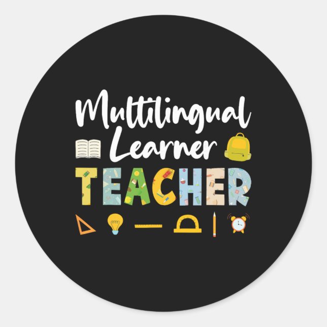 Pegatina Redonda Multilingual Learner Teachers - Bilingual Educator (Anverso)