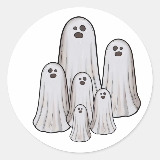 Pegatina Redonda Multiple fantasmas halloween (Anverso)