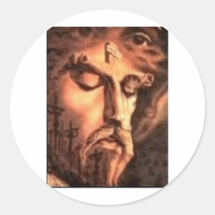 PEGATINA REDONDA MÚLTIPLES ROSTROS DE JESÚS