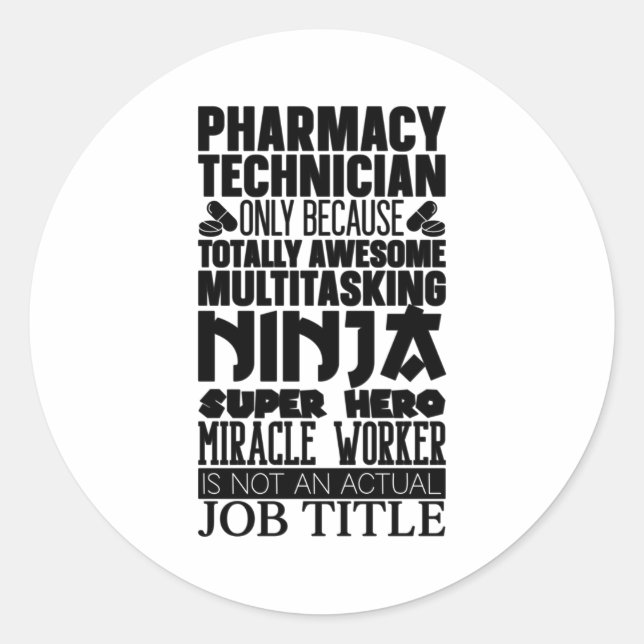 Pegatina Redonda Multitarea Ninja Hero Farmacéutica Tech (Anverso)