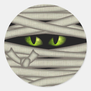 Pegatina Redonda Mummy Eyes Halloween Green ID685