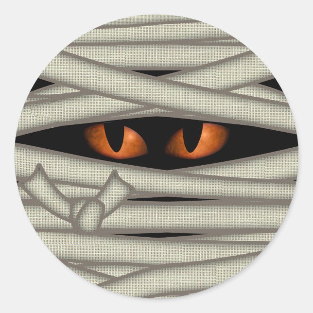 Pegatina Redonda Mummy Eyes Halloween Naranja ID685 (Anverso)