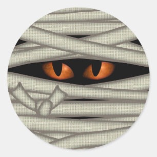 Pegatina Redonda Mummy Eyes Halloween Naranja ID685