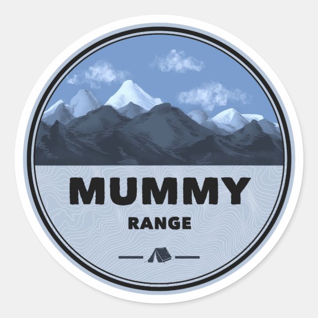Pegatina Redonda Mummy Mountain Range Colorado Camping (Anverso)