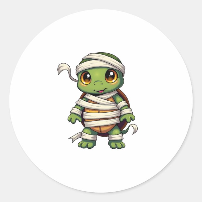 Pegatina Redonda Mummy Turtle (Anverso)