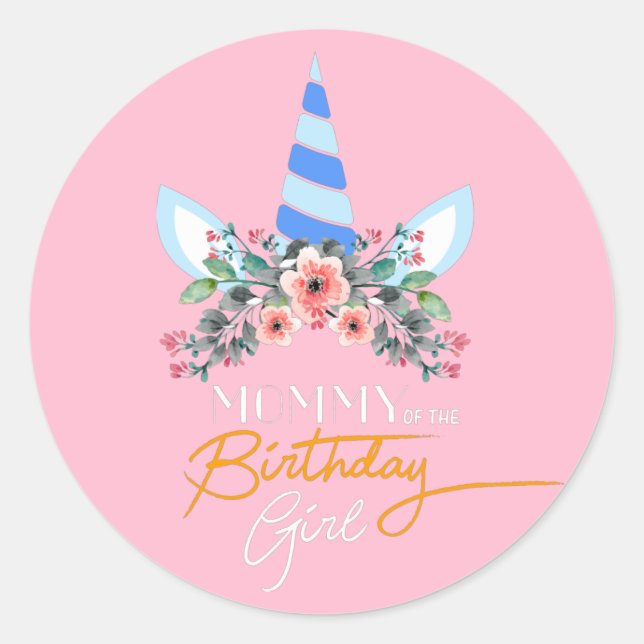 Pegatina Redonda Mummy Unicorn (Anverso)