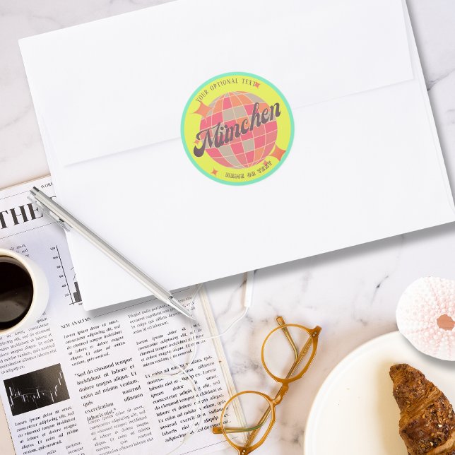 Pegatina Redonda München Bayern Deutschland Retro neón amarillo (Subido por el creador)