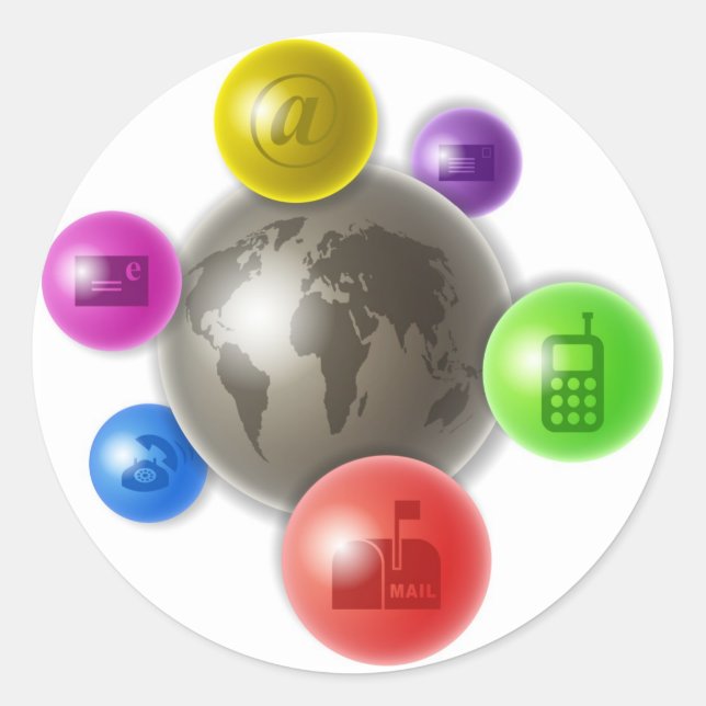 Pegatina Redonda Mundo de la Comunicación (Anverso)