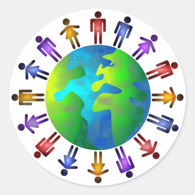 Pegatina Redonda Mundo de la gente (Anverso)