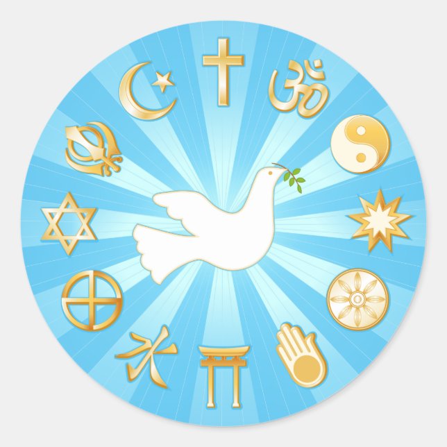 Pegatina Redonda Mundo de la Paz (Anverso)