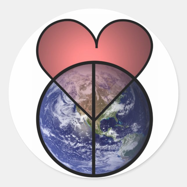 Pegatina Redonda mundo de la paz (Anverso)