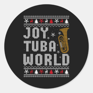 Pegatina Redonda Mundo de Tuba de Alegría Amante de la Música Diver