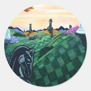 Pegatina Redonda Mundo Del Ajedrez