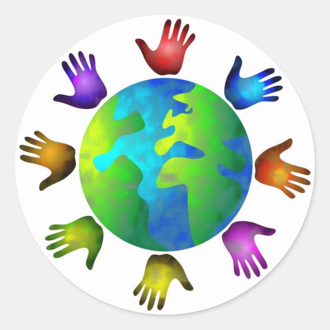 Pegatina Redonda Mundo diverso (Anverso)