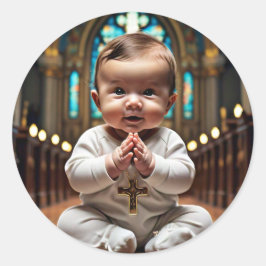 Pegatina Redonda mundo feliz