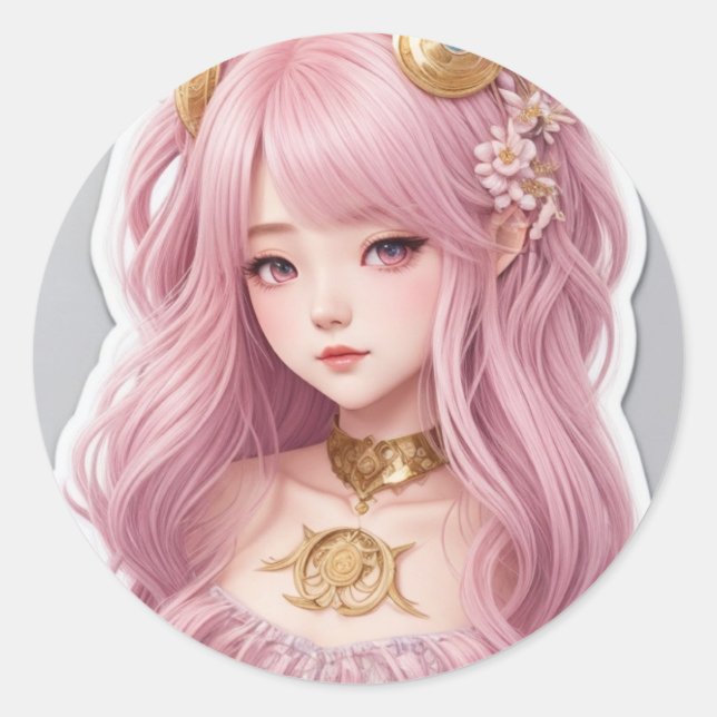 Pegatina Redonda muñeca barbie (Anverso)